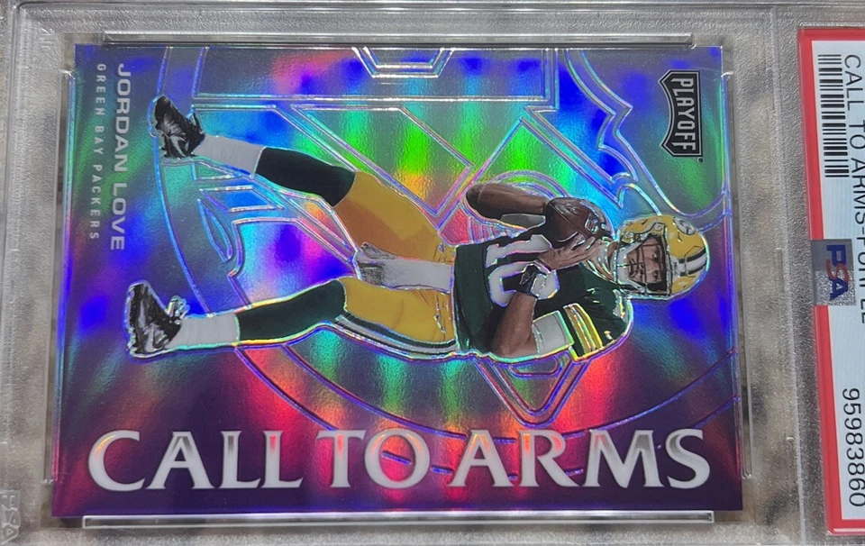 Jordan Love SP RC Rookie Card PSA 10 Pop 9 2020 Panini Call To Arms Purple Prizm - Image 3 of 4