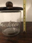 Vintage Glass Cookie Jar Wood Lid Rustic Farmhouse Kitchen General Store Large — photo 3