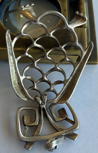 So schöner Vintage EULE Silber & Emaille Gelenkanhänger Art Deco Design - Bild 6 von 15