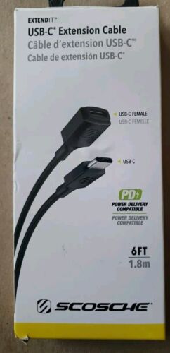Scosche USB-C Extension Cable USB-C Female to USB-C Black 6 FT