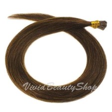 50 I Stick Tip Micro Beads Straight Remy Human Hair Extensions Chestnut Brown 6