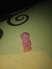 Ultra Raro Parche Agrio Niño 1/4 Naranja y 3/4 Rojo! Error de fábrica, caramelo coleccionable