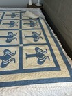 Cotton quilt with blue Hawaiian Breadfruit (Ulu) pattern — photo 5