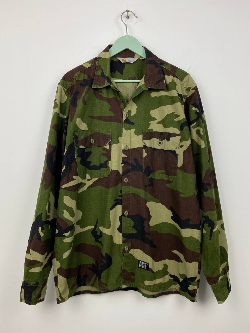 CARHARTT L/S Mission Shirt Long Sleeve Button Camouflage Cotton Sz L Mens