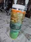 Custom Genuine Stanley Quencher 40oz Tumbler Ocean Blue Orange Alcohol Ink Epoxy — photo 6