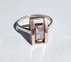 Vintage Ring With stone Sterling Silver 925 gold 375 test Women Jewelry size 9.5