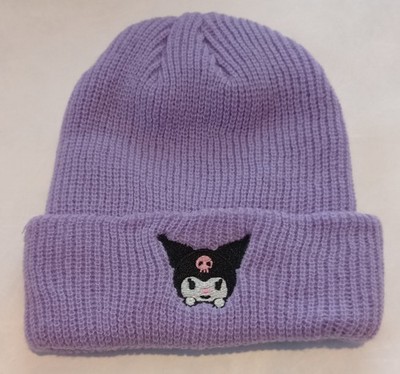 Sanrio Kuromi Purple Embroidered Knit Beanie Hat Cap Hello Kitty and Friends