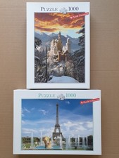 "Eiffelturm" + "Königsschloss Neuschwanstein", 2x 1000 Teile Blatz Puzzle