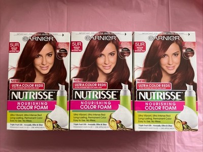 Garnier Nutrisse 5UR Medium Ultra Intense Red Permanent Hair Dye 3 Pack
