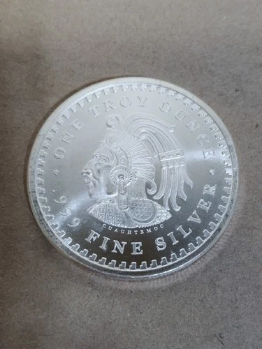 Aztec Calendar 1 oz .999 Silver BU Round Sun Stone Cuauhtemoc