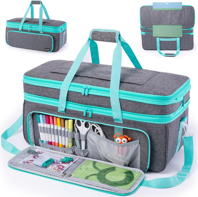 Double-Layer Carrying Case Compatible with Cricut Maker 4, Explore 4, Maker 3, E