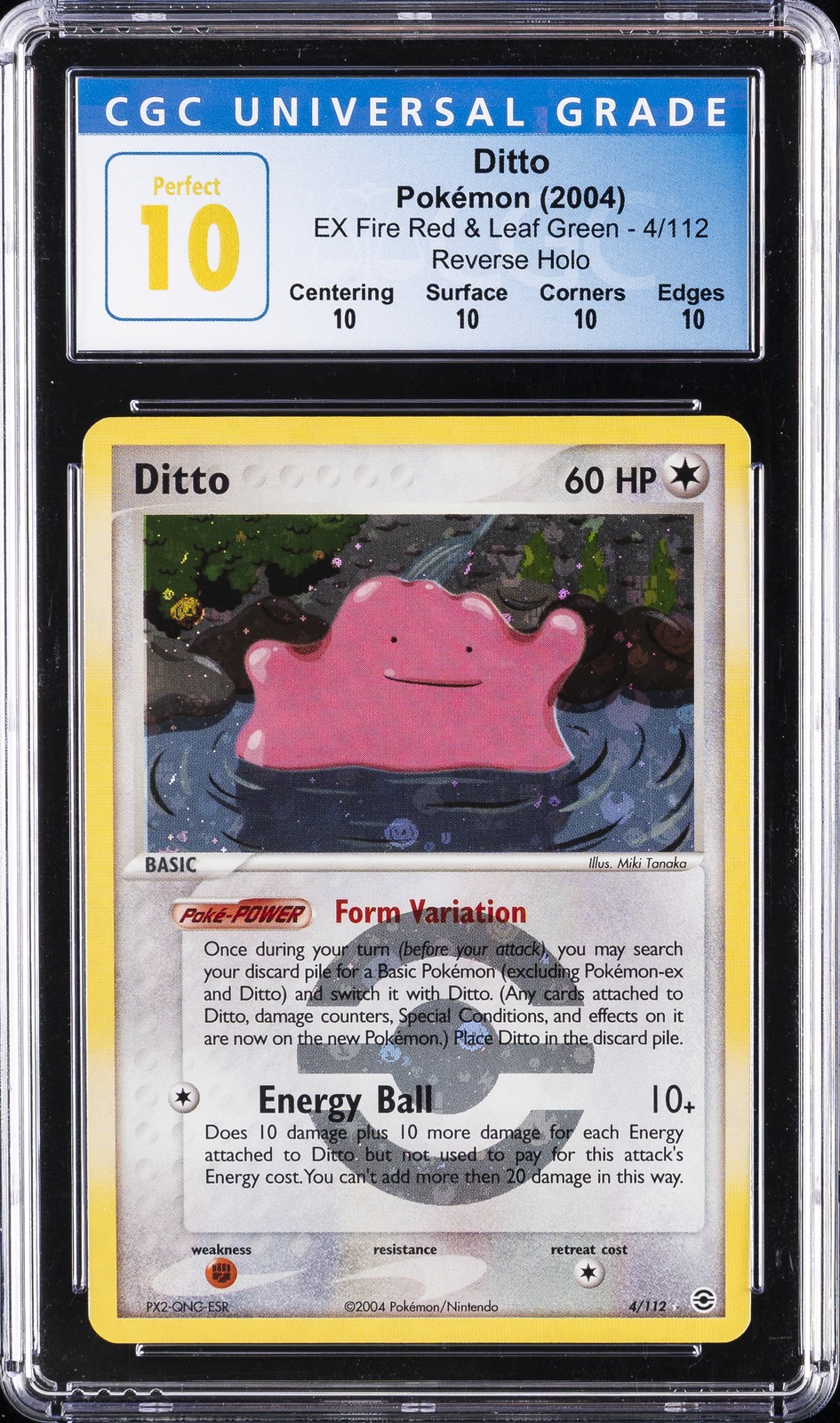 2004 POKEMON EX FIRE RED & LEAF GREEN REVERSE HOLO #4 DITTO CGC 10 PERFECT
