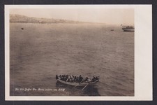 Vintage postcard Jaffa Israel boats rowing to ship Holy Land 1920s