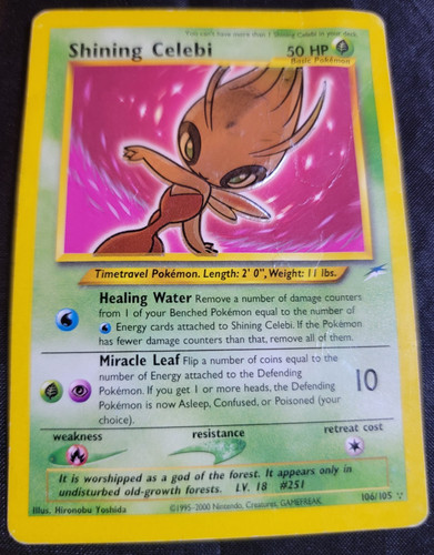 Holo Foil Shining Celebi # 106/105 Neo Destiny Set Pokemon Trading TCG Cards HP