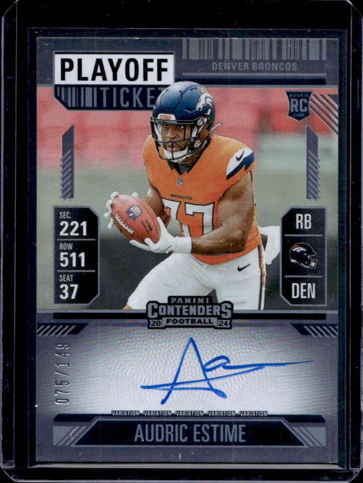 2024 Contenders Audric Estime Rookie Ticket Variation Auto RC Playoff VAR #/149