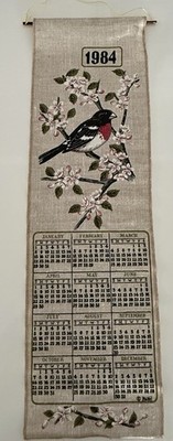 Vintage Linen Calendar Tea Towel 1984 Bird
