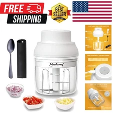 Electric Garlic Chopper Mini, Garlic Masher Crusher, Food Processor Small wit...