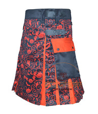 Halloween Hybrid Kilt - Black  Orange Scottish Utility Kilt - Made To Order