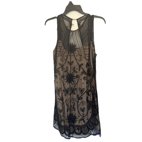 Abercrombie Fitch Dress L Made In India Lining Lightweight Floral Beaded Black