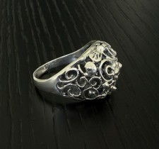 Artisan Crafted Sterling Silver 925 Botanical Filigree Bloom Size 8