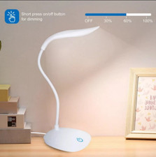 USB LED Desk Light Dimmable Bedside Reading Lamp Rechargeable Touch Control  /