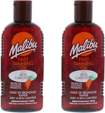 2 Pcs Malibu Sun Bronzing Fast Tanning Oil, Beta Carotene, Water Resistant 200ml