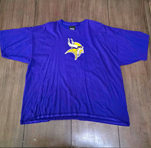 Y2K Reebok NFL Minnesota Vikings Brett Favre #4 Purple T-Shirt Shirt Size 2XL