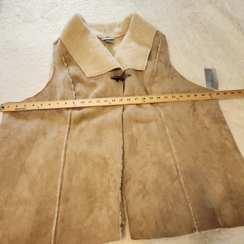 Liz & Me for Catherines Tan Boho Faux Suede Sherpa Vest Womens Plus Size 3X NWT - Picture 9 of 12