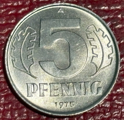 HIGH GRADE UNC 1975 A EAST GERMANY 5 PFENNIG COIN-AGT903