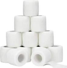 12 Rolls White Athletic Pre Wrap Tape,2 Inch x 5 Yards Self Adhesive Bandage