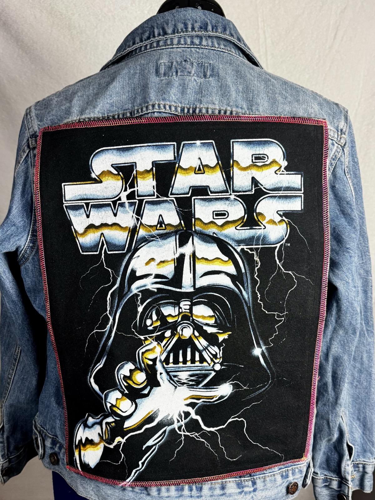 two face threads changeable patch denim lucky bra… - image 2