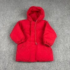 The Company Store Puffer Jacket Kids Size 4T Red Hooded Vintage 90s Winter Parka