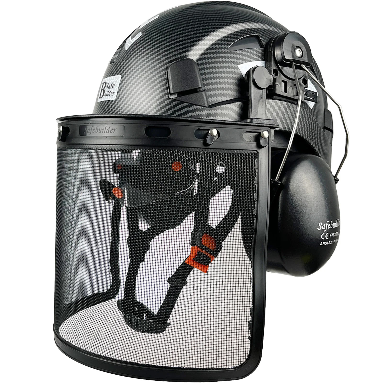 Forestry Safety Helmet w/ Mesh Face Shield Earmuffs Visor for Chainsaw Work