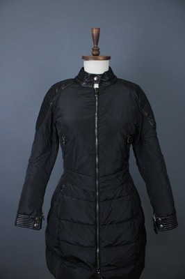 ERMANNO SCERVINO Black Quilted Lambskin Leather Trimmed Puffer Jacket Size 40