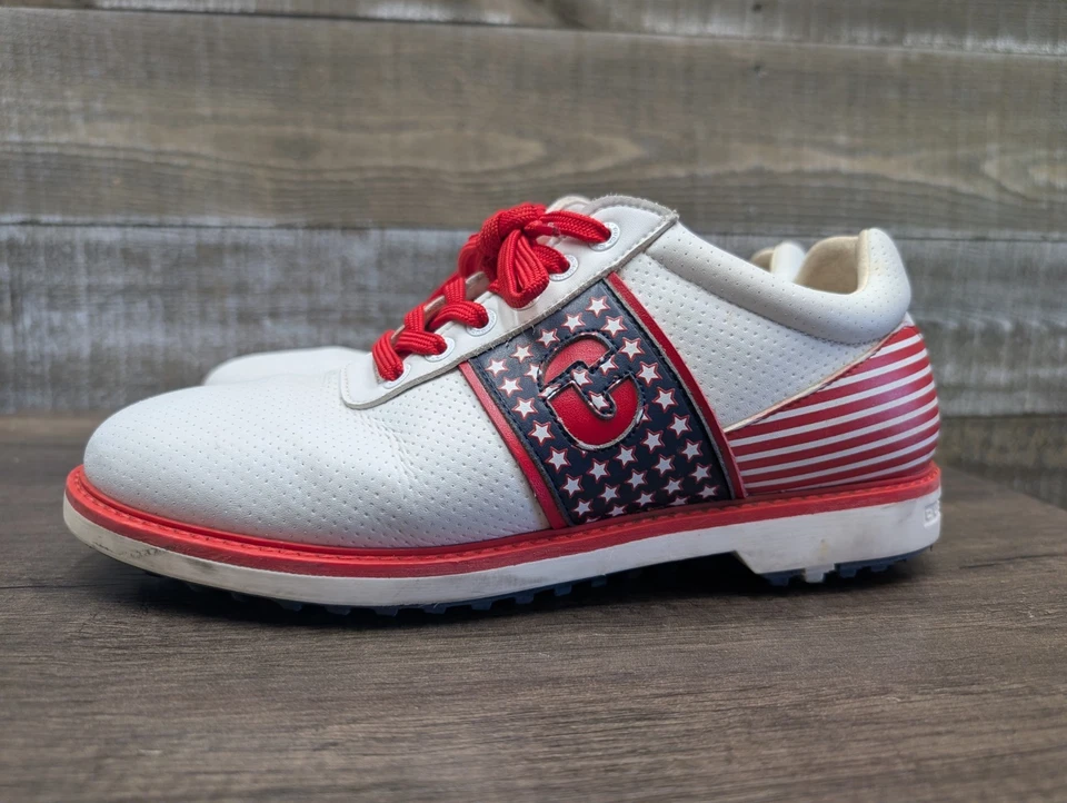 Zapatos de golf DUCA DEL COSMA impermeables bandera patriótica rojo blanco azul para hombre 7,5-8 Foto 4 de 4