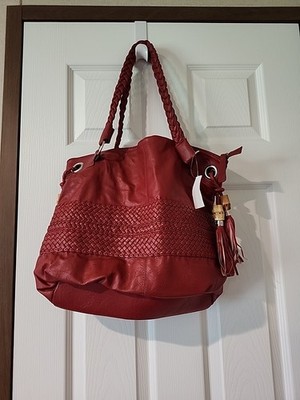 CATO Faux Pebbled Leather Tote Shoulder Bag Rusty Red Vintage 1990's NWT