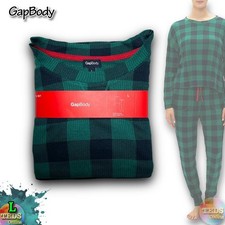 NWT GapBody Women's L 2-Pc Long Sleeve Jogger Pajama Set G1088XLLMA, Apple Plai
