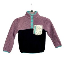 ANDY  EVAN  Girls Purple Navy Blue Sherpa Sweatshirt Jacket Teal Trim