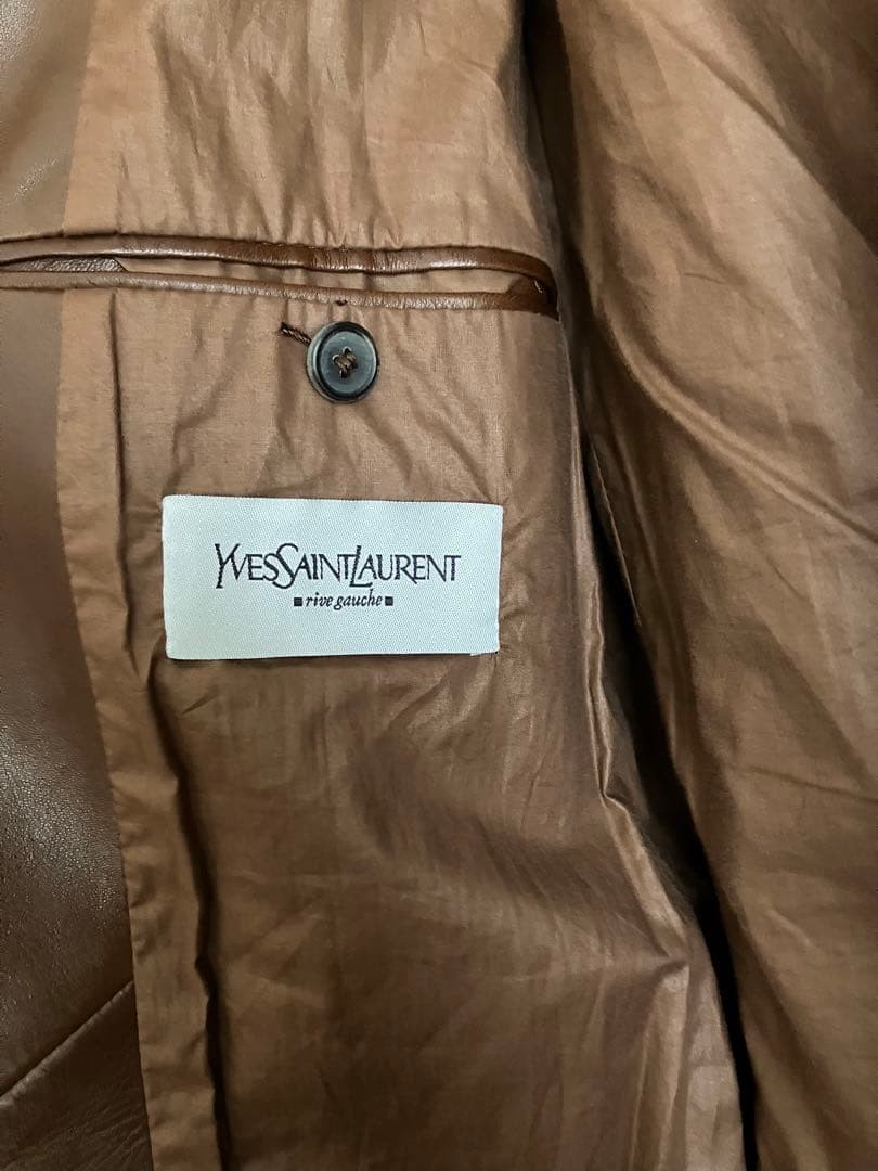 Yves Saint Laurent Rive Gauche Leather Jacket Brown Size 48/L From Japan Good thumbnail 6