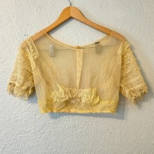 Antique Victorian Lace Bodice Sheer Net Blouse Tiered Ruffle Sleeve AS FOUND