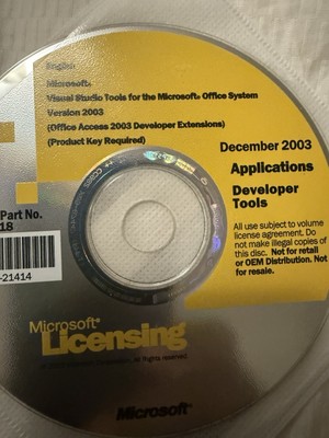 Visual Studio Tools For The Microsoft Office Version 2003 Access 2003 Developer 
