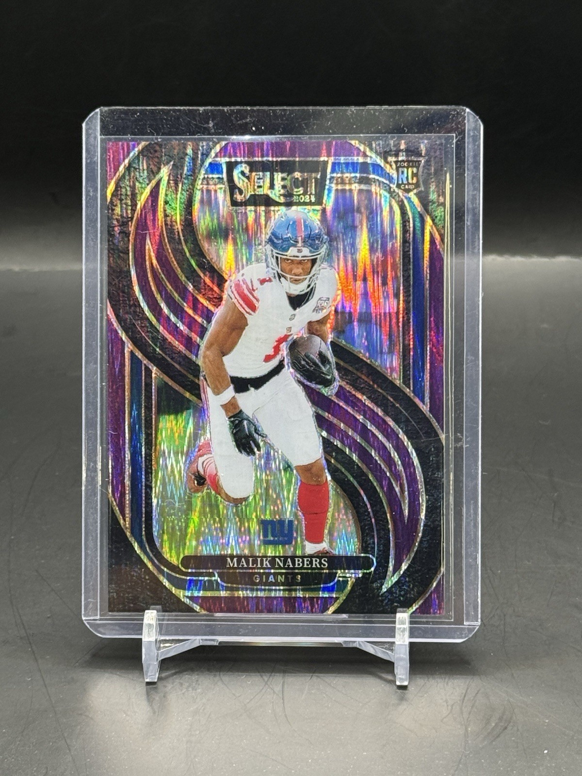 2024 Panini Select -Premier Level Malik Nabers #116 Purple Shock Prizm /360 (RC)