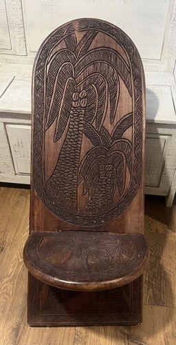 Hand Carved African Stargazing Chairs / African Birthing Chairs (Set of 2)
