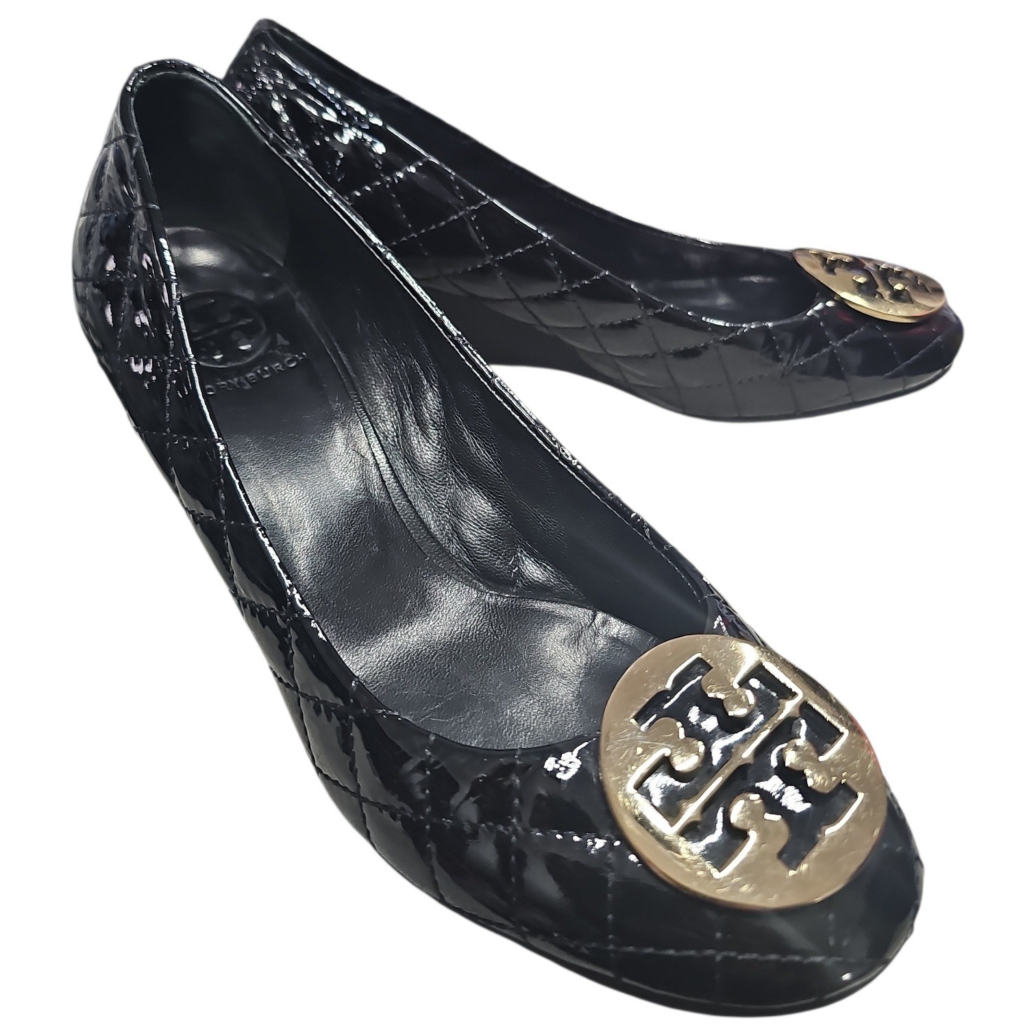 Tory Burch "Quinn" quilted patent leather wedge pump thumbnail 2