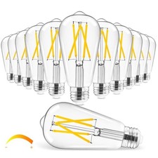 Vintage LED Edison Bulb Dimmable, 6W Equivalent 60W, 12 Pack Soft White 3000k