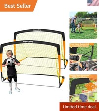 Porterías de fútbol portátiles de 7x5' y 5x3,6' para niños de 6 a 14 años, red resistente a la intemperie y...