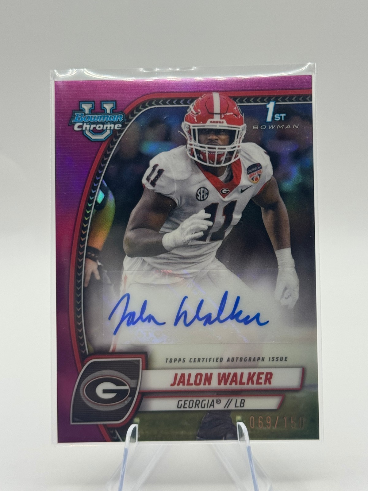Jalon Walker #PA-JWA 1st Auto Fuschia /150 2024 Bowman University Chrome