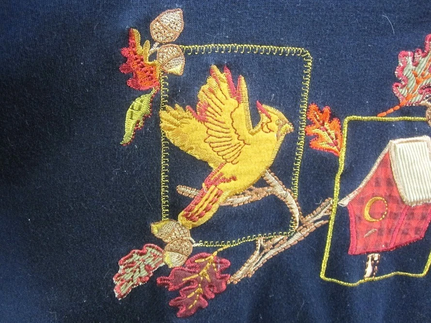 Sudadera vintage Bobbie Brooks azul marino bordada para mujer talla XL Foto 4 de 4