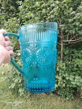 Pioneer Woman Pitcher Turquoise/Blue Medallion Serve Ware 2 Qt 8" Tall
