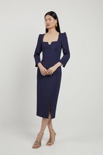 Karen Millen Bodycon Midi Dress UK8 in Blue RRP £259